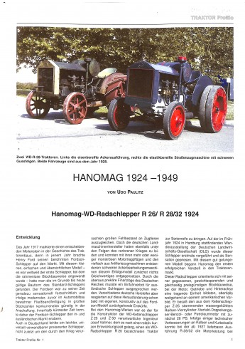 Hanomag, Profile 1 1924-1949 Voorkant