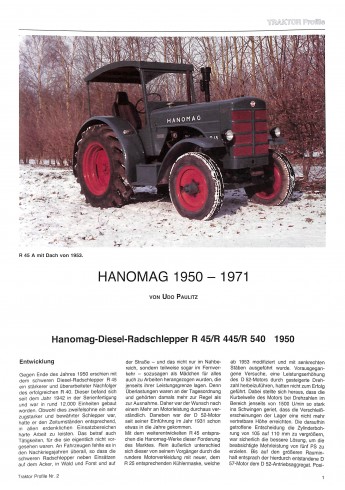 Traktor Profile nr 2 Hanomag 1950-1971