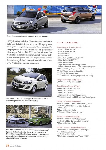 Opel, Jahrbuch 2013