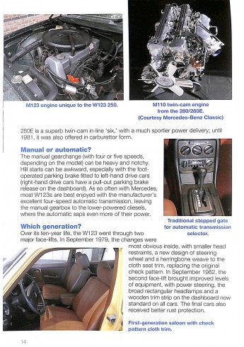Mercedes Benz W 123All models from 1976 to 1986