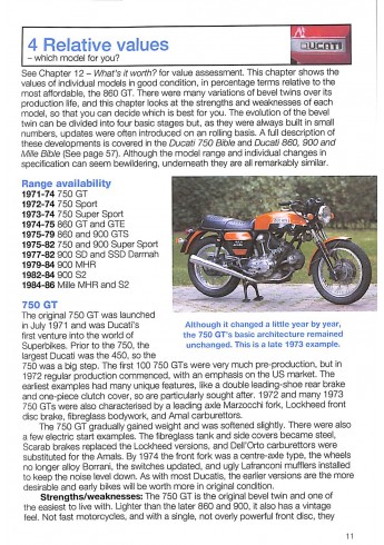 Ducati Bevel Twins 750 GT, Sport & SS, 860 GT, GTE, GTS, 900 SS, GTS, SD SSD MHR, S2 Mille, 1971 to 1986