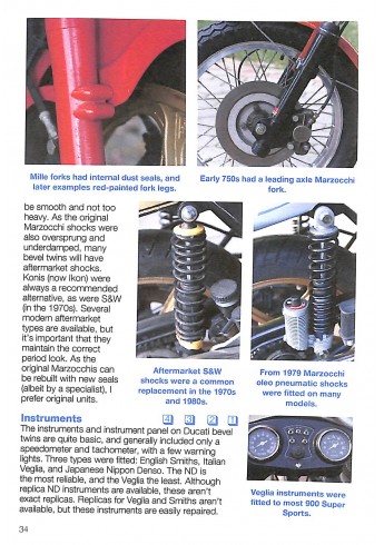 Ducati Bevel Twins 750 GT, Sport & SS, 860 GT, GTE, GTS, 900 SS, GTS, SD SSD MHR, S2 Mille, 1971 to 1986