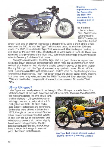 Triumph Thunderbird, Trophy & Tiger 650cc & 750cc models: 1950-1983