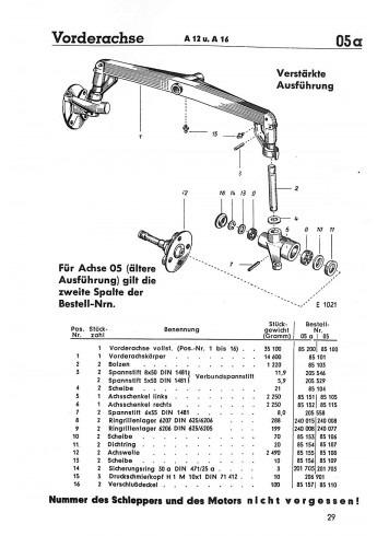 A04 - Ersatzteilliste für den Allgaier Dieselschlepper A12 und A16