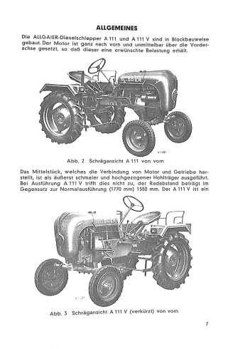 A15 - Betriebsanleitung für die Allgaier Dieselschlepper A111 A111V