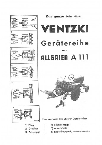 A15 - Betriebsanleitung für die Allgaier Dieselschlepper A111 A111V