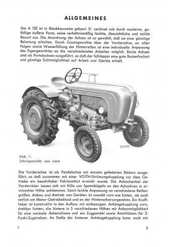 A21 - Betriebsanleitung und Ersatzteilliste für Allgaier Dieselschlepper A133