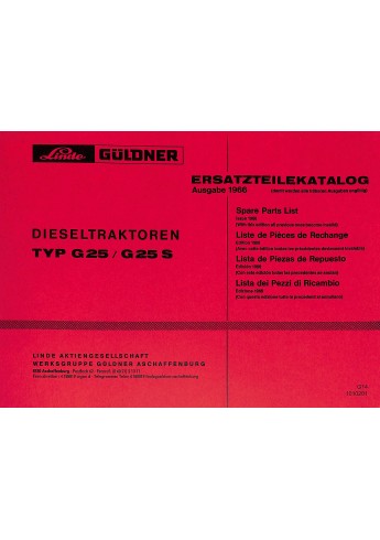 G14 Ersatzteilliste  Güldner Dieseltraktoren Type G 25 / G 25 S
