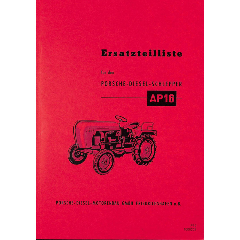 Ersatzteilliste Porsche-Diesel AP16, onderdelenlijst
