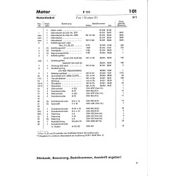 Ersatzteilliste Porsche-Diesel P111, onderdelenlijst