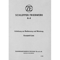Z03 Ersatzteilliste,Wartungsanleitung (onderhoudsinstructie) ZF -Getriebe A-4 ( achterbrug) . Voor de Porsche Diesel Junior
