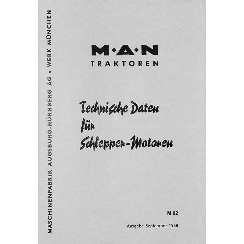 MAN Traktoren Technische Daten für Schlepper-Motoren