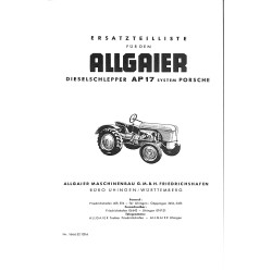 Ersatzteilliste für Allgaier Dieselschlepper AP17, onderdelenlijst