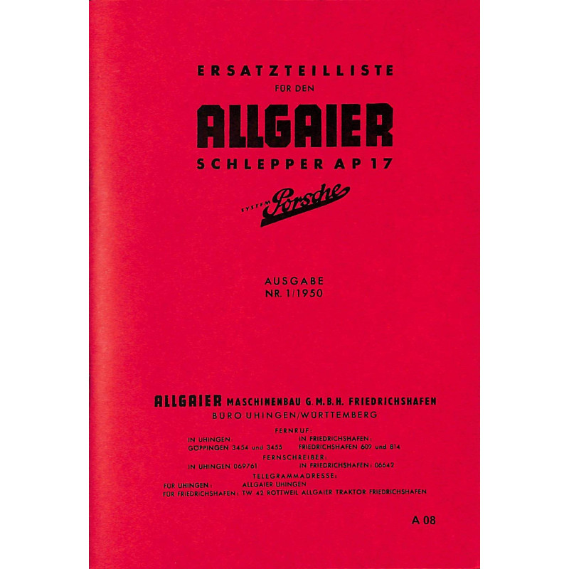 Ersatzteilliste für den Allgaier Schlepper AP17, onderdelenlijst