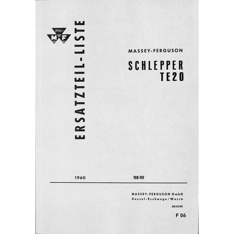 F06 Ersatzteilliste Massey-Ferguson Schlepper TE20