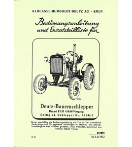 D01 - Bedienungsanleitung und Ersatzteilliste für Deutz-Bauernschlepper F1M414/46
