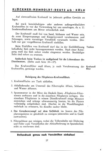 D03 - Bedienungsanleitung und Ersatzteilliste für 15PS Deutz-Bauernschlepper F1L514/50
