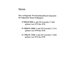 Werkstatthandbuch Deutz D8006-D5506 291 1871, werkplaats handboek