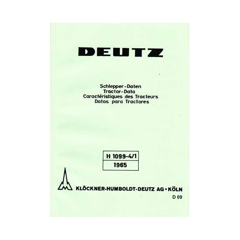 Schlepper-Daten H1099-4/1 1965, traktor data 