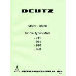 Motor-Daten für die Typen MAH 711, 914, 916, 320, motor gegevens 