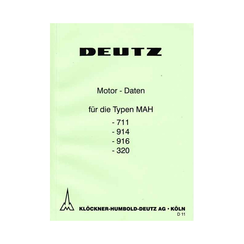 Motor-Daten für die Typen MAH 711, 914, 916, 320, motor gegevens 