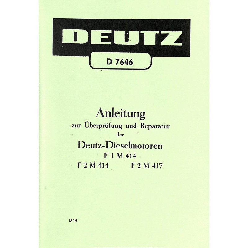 Anleitung zur Überprüfung und Reparatur der Deutz-Dieselmotoren, handleiding 