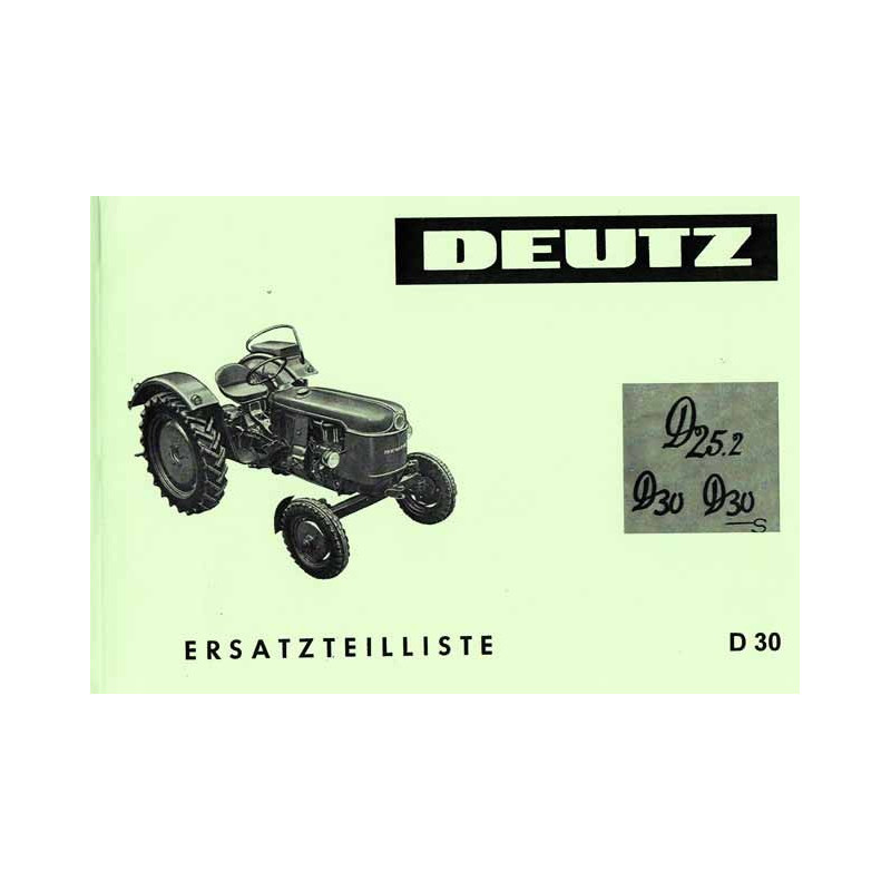 Ersatzteilliste Deutz D25.2 D30 D30S, onderdelen lijst 
