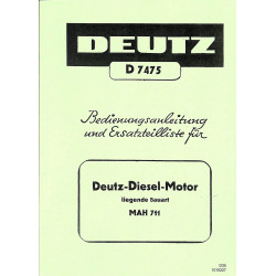 Bedienungsanleitung und Ersatzteilliste für Deutz-Diesel-Motor MAH 914/916, gebruiksaawijzing en onderdelen lijst