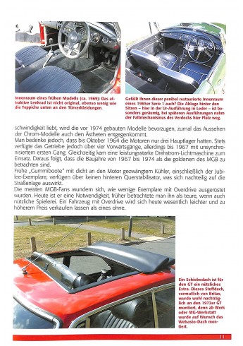 MGB Roadster & GT-  Alle Modelle von 1962 - 1980