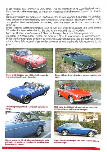 MGB Roadster & GT-  Alle Modelle von 1962 - 1980