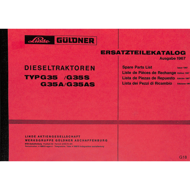Ersatzteilliste Güldner Dieseltraktoren Type  G 35/G 35 A
