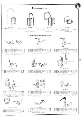 Grosser Ersatzteil-Katalog Motorräder, Roller, Kleinwagen der 50er Jahre