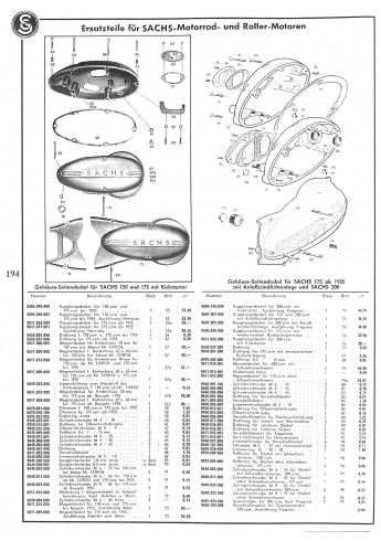 Grosser Ersatzteil-Katalog Motorräder, Roller, Kleinwagen der 50er Jahre