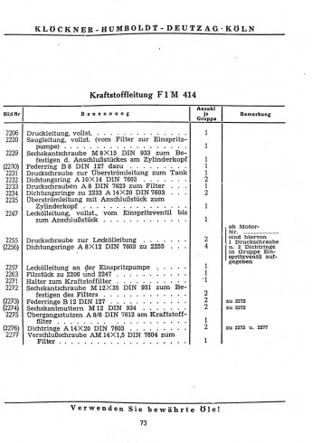 D12 - Bedienungsanleitung und Ersatzteilliste für Deutz-Diesel-Motoren