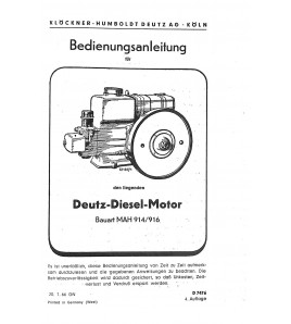 D36 - Bedienungsanleitung und Ersatzteilliste für Deutz-Diesel-Motor MAH 914/916