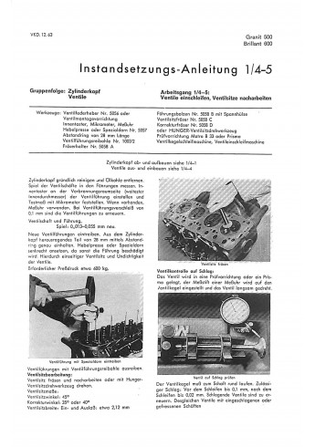Instandsetzungsanleitung Hanomag-Radschlepper Granit500, Brillant600
