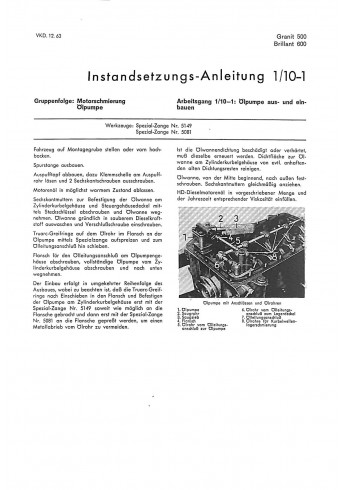 Instandsetzungsanleitung Hanomag-Radschlepper Granit500, Brillant600