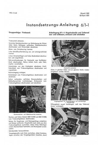 Instandsetzungsanleitung Hanomag-Radschlepper Granit500, Brillant600