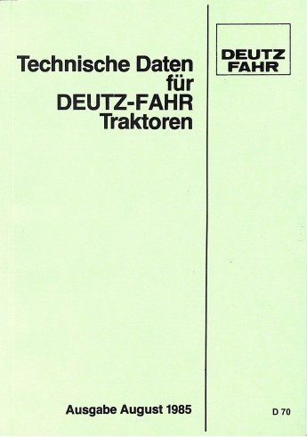 D70 - Technische Daten für Deutz-Fahr Traktoren