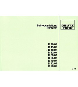 D71 Betriebsanleitung Trakroren Deutz Fahr