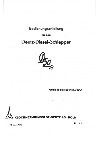 D54 - Bedienungsanleitung Deutz-Dieselschlepper D5505