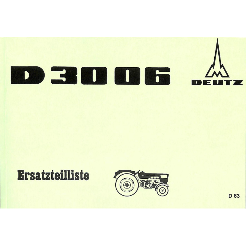 Ersatzteilliste Deutz D3006, onderdelen lijst