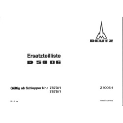 Ersatzteilliste Deutz D5006, onderdelenlijst